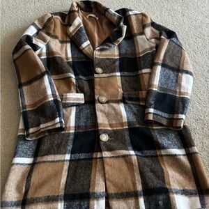 SHEIN Kids Plaid blazer - Brown and Black